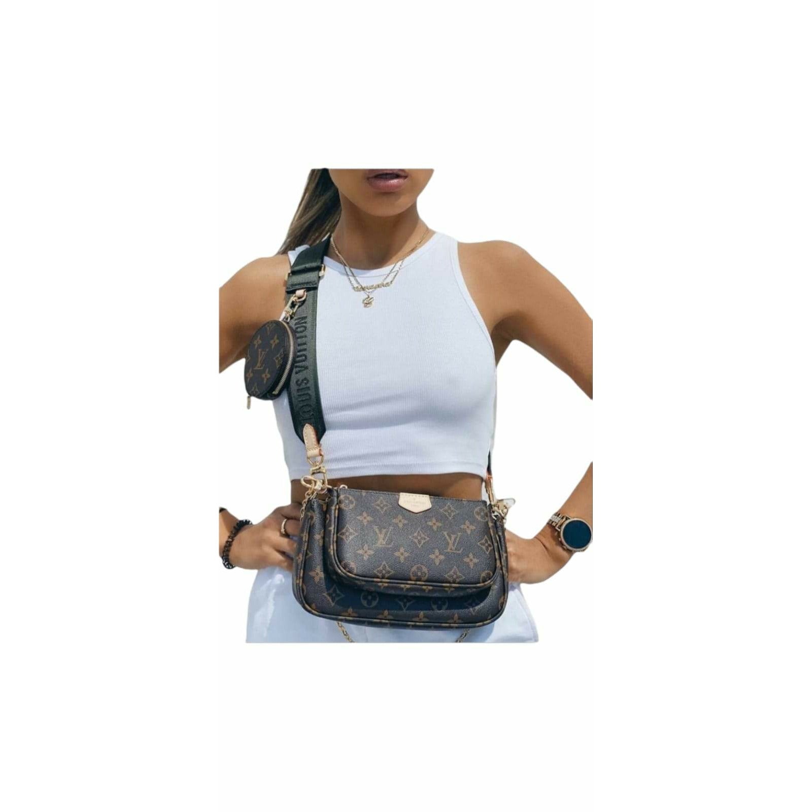 LV Bag - 3 Piece Sling bag Brown strap and Grey strap - Fragrance Deliver SA